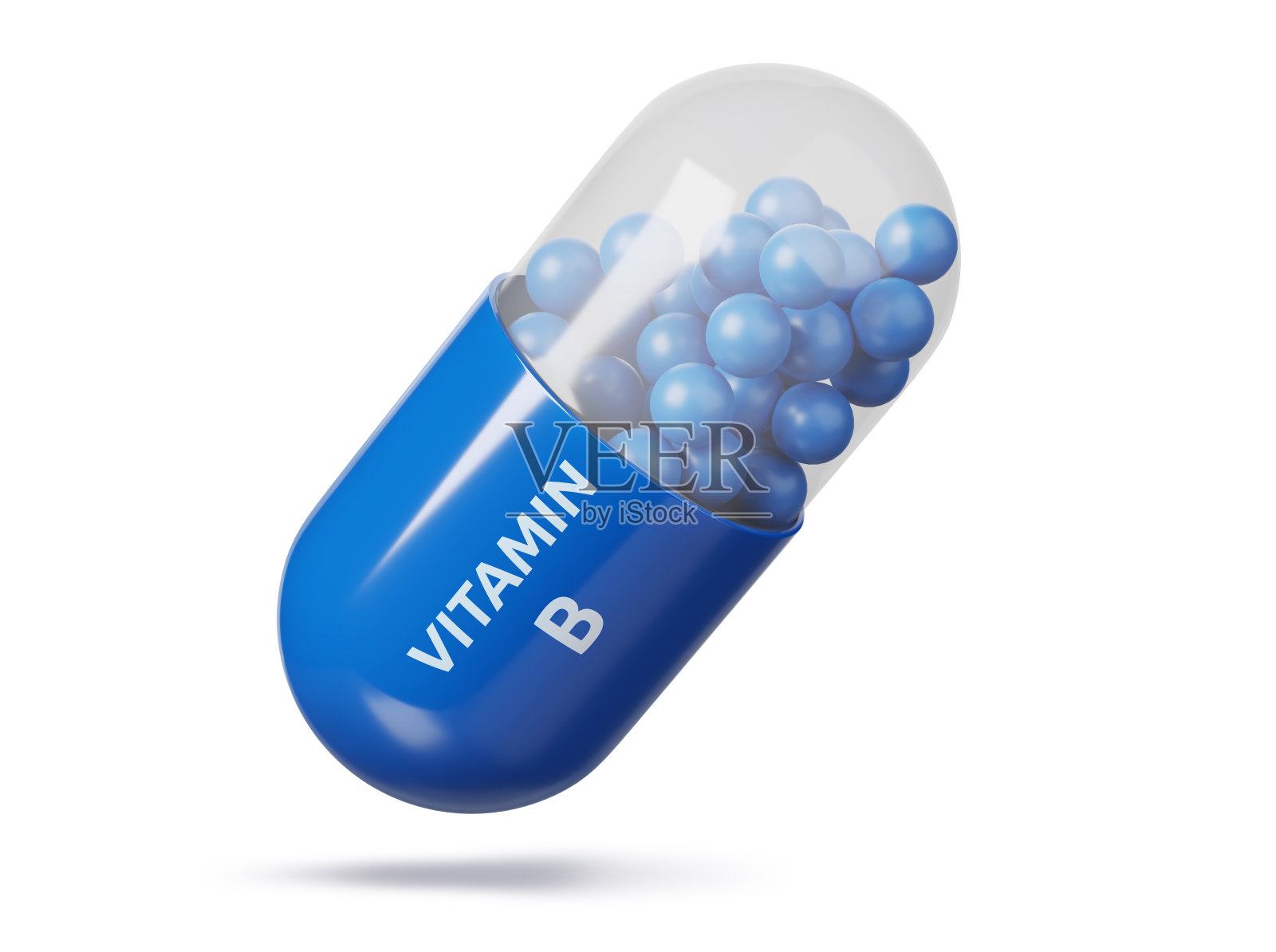 维生素b胶囊分离于白色背景照片摄影图片
