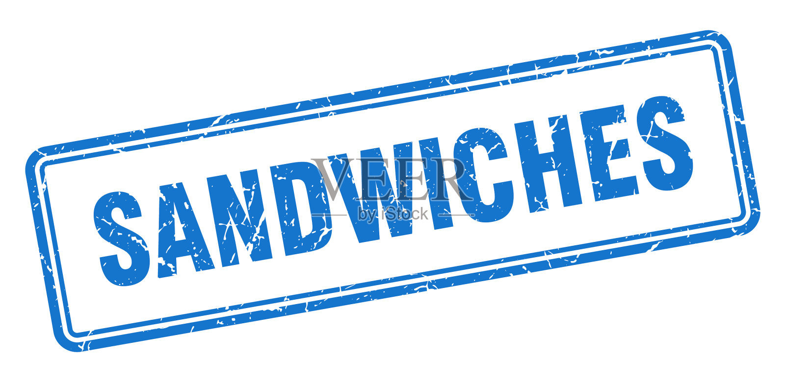 三明治邮票方形垃圾标志上的白色插画图片素材