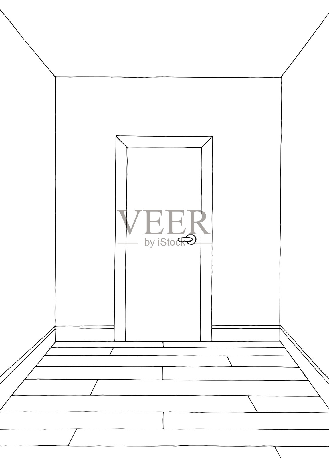 走廊图形黑白室内垂直素描插图矢量插画图片素材