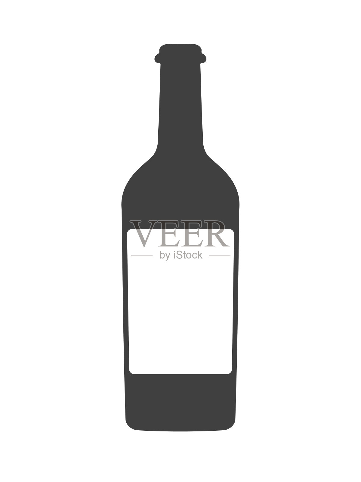 矢量葡萄酒瓶与白色标签隔离。准备刊登一则广告。设计元素图片