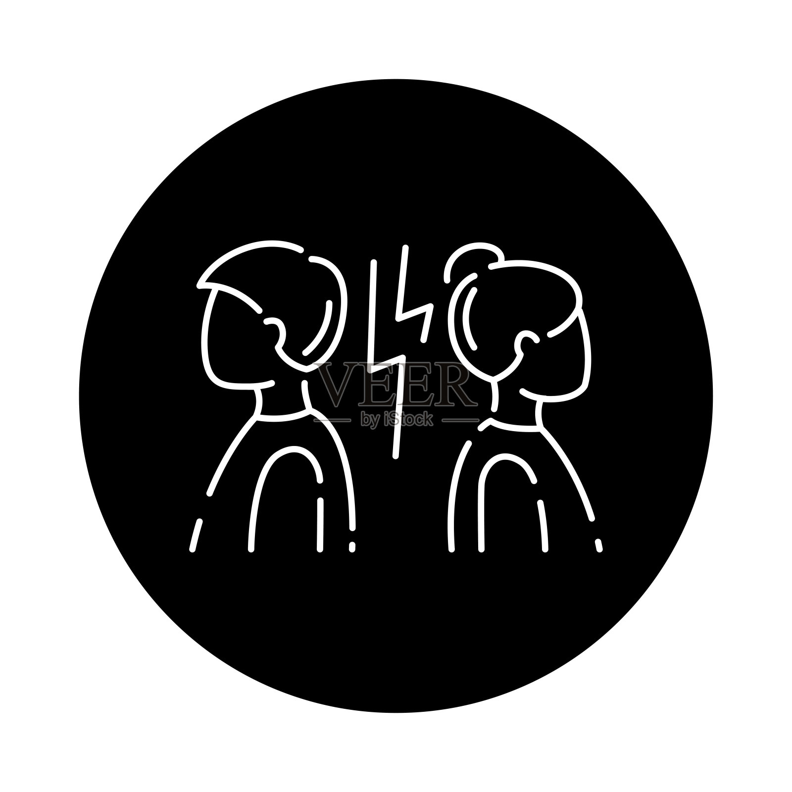 离婚彩色线图标。分歧，关系问题概念。插画图片素材