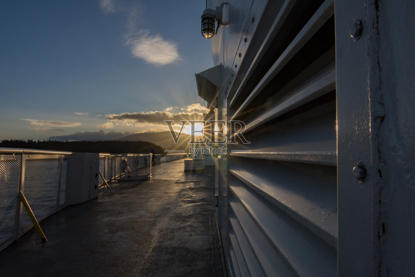不列颠哥伦比亚省渡轮之旅的日落照片摄影图片