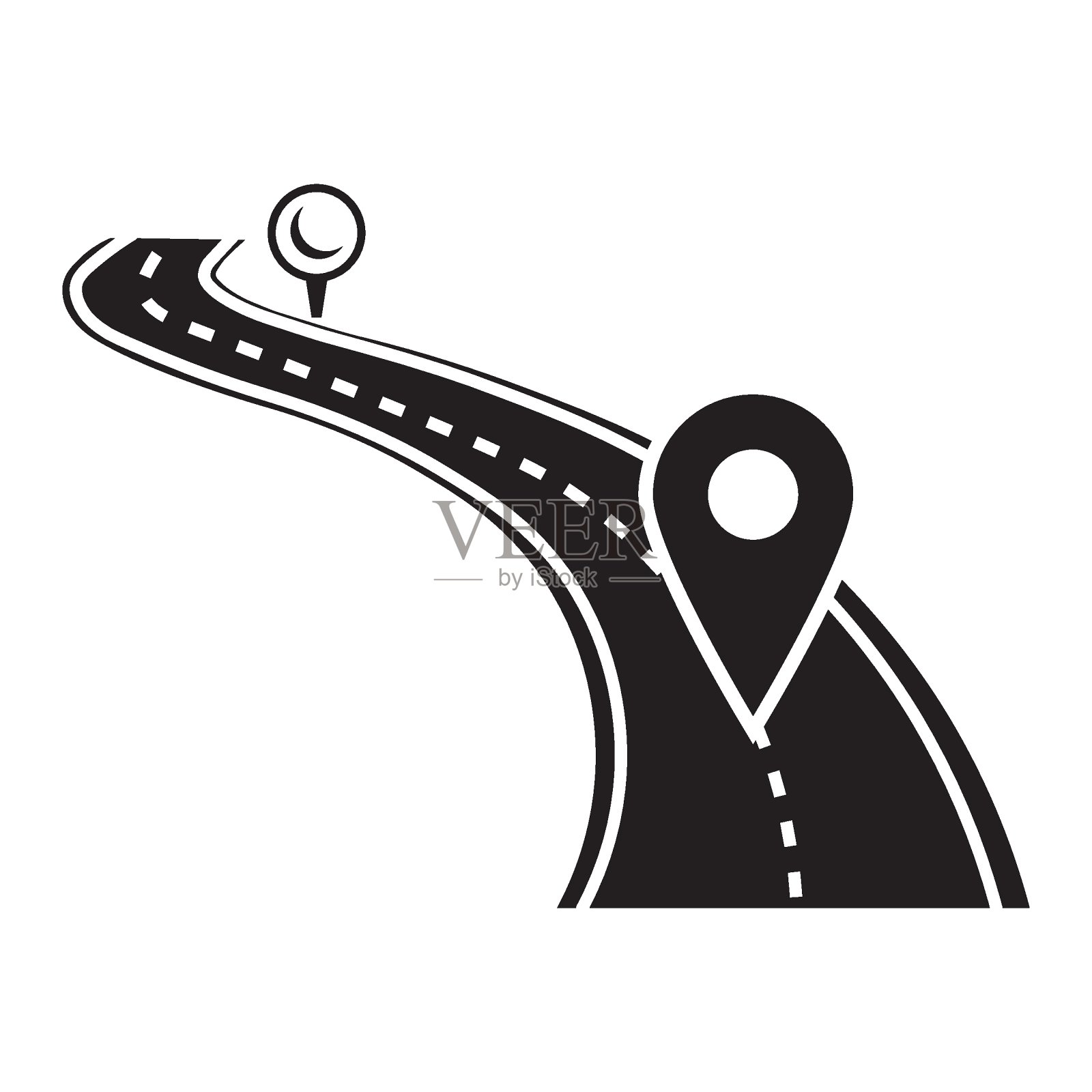 GPS导航与针点定位概念，高速公路旅行矢量图标设计设计元素图片