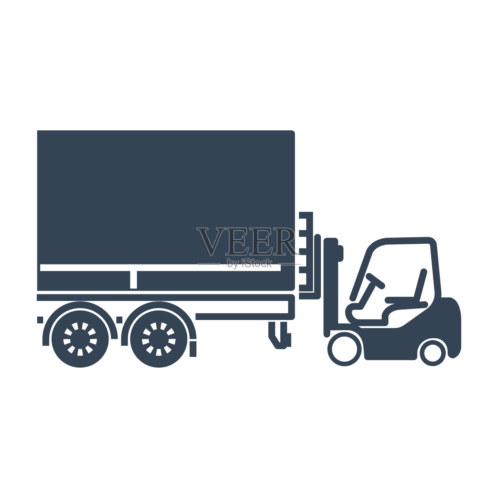 向量黑色图标货运道路陆路运输，叉车插画图片素材