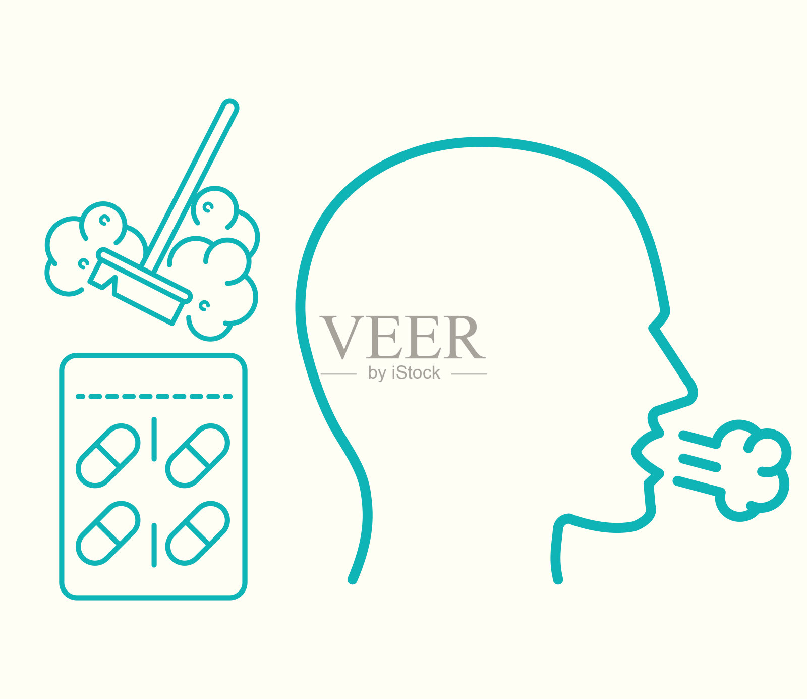 哮喘过敏药插画图片素材