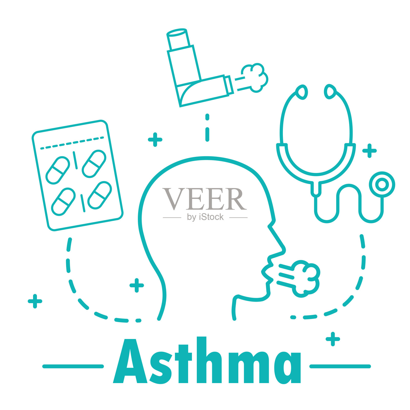 哮喘疾病呼吸插画图片素材