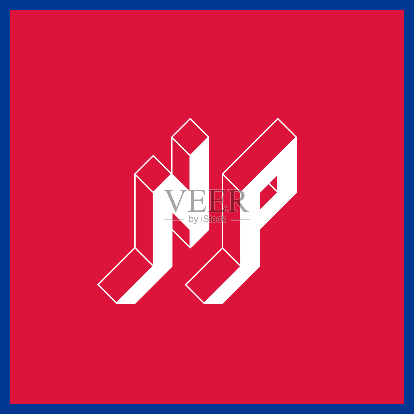 NP -国际两字母代码或尼泊尔国家域名。N和P -字母或标志。等距3d字体设计。三维字母。设计元素图片