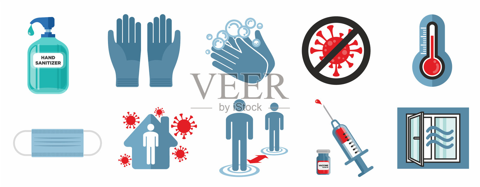 设置COVID-19预警信号图标素材