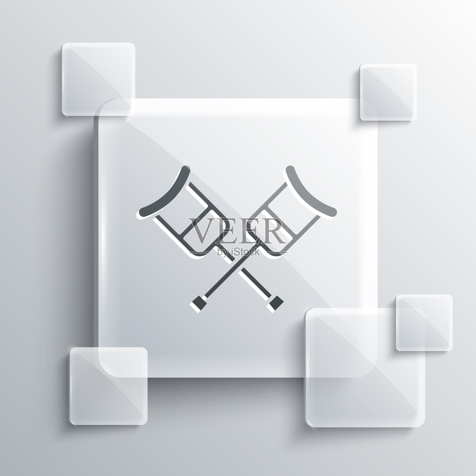 灰色拐杖或拐杖图标孤立在灰色图标素材