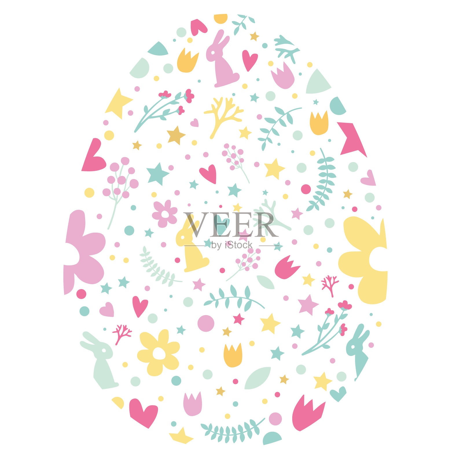 复活节彩蛋，复活节快乐贺卡，矢量插图插画图片素材