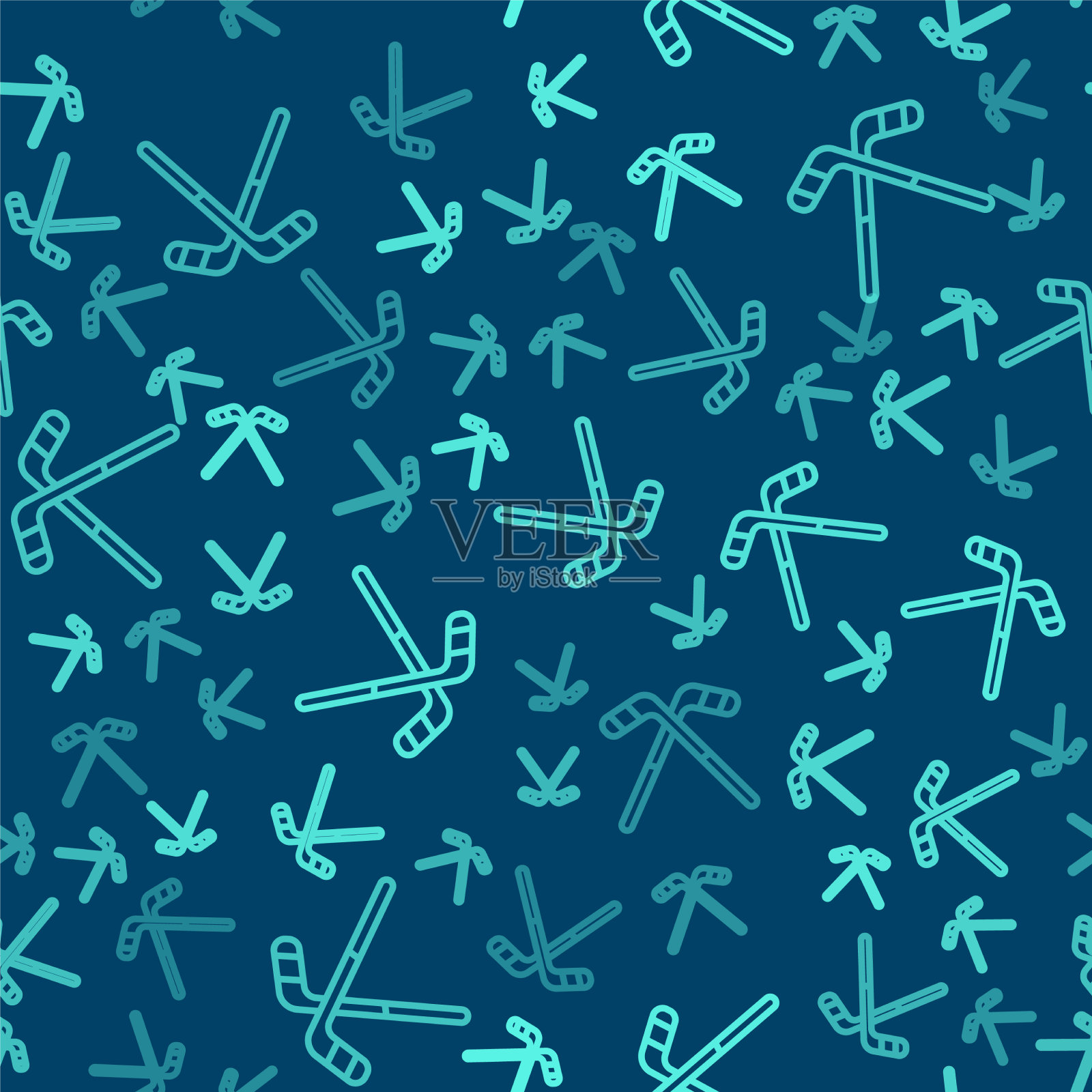 绿线冰球棍图标孤立插画图片素材