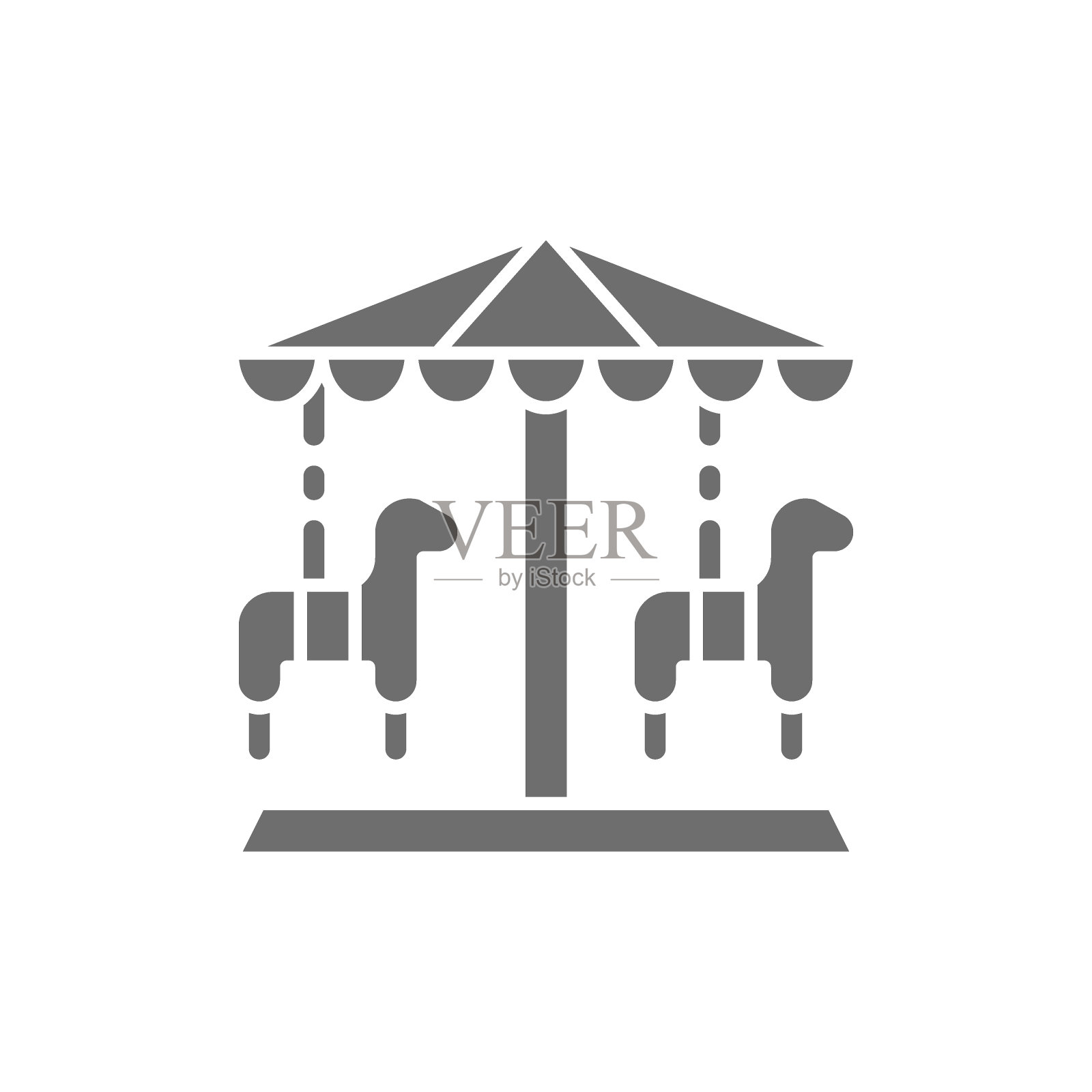 传统旋转木马，旋转木马，游乐园灰色图标。插画图片素材