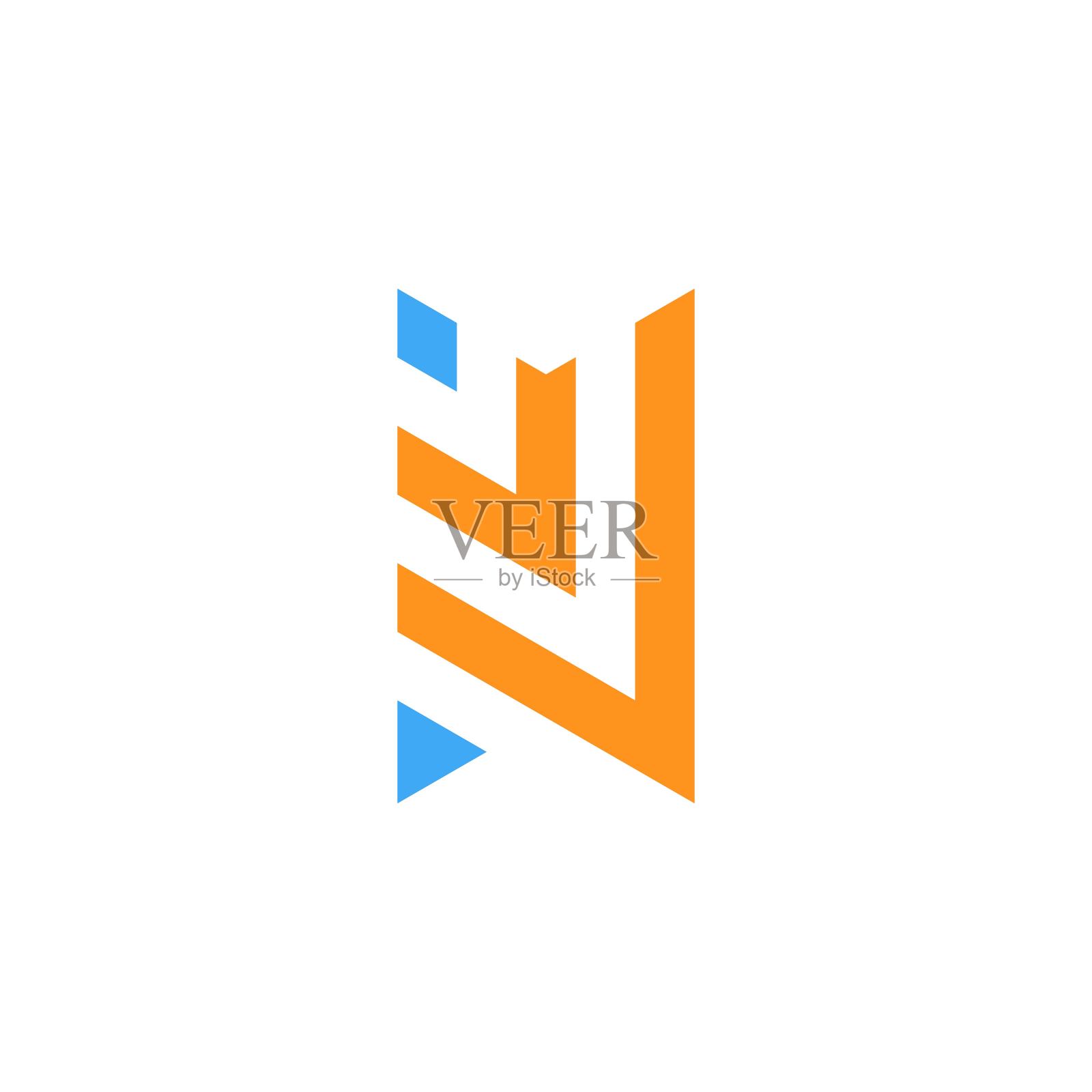 字母N标志。现代，几何，线条艺术，抽象插画图片素材