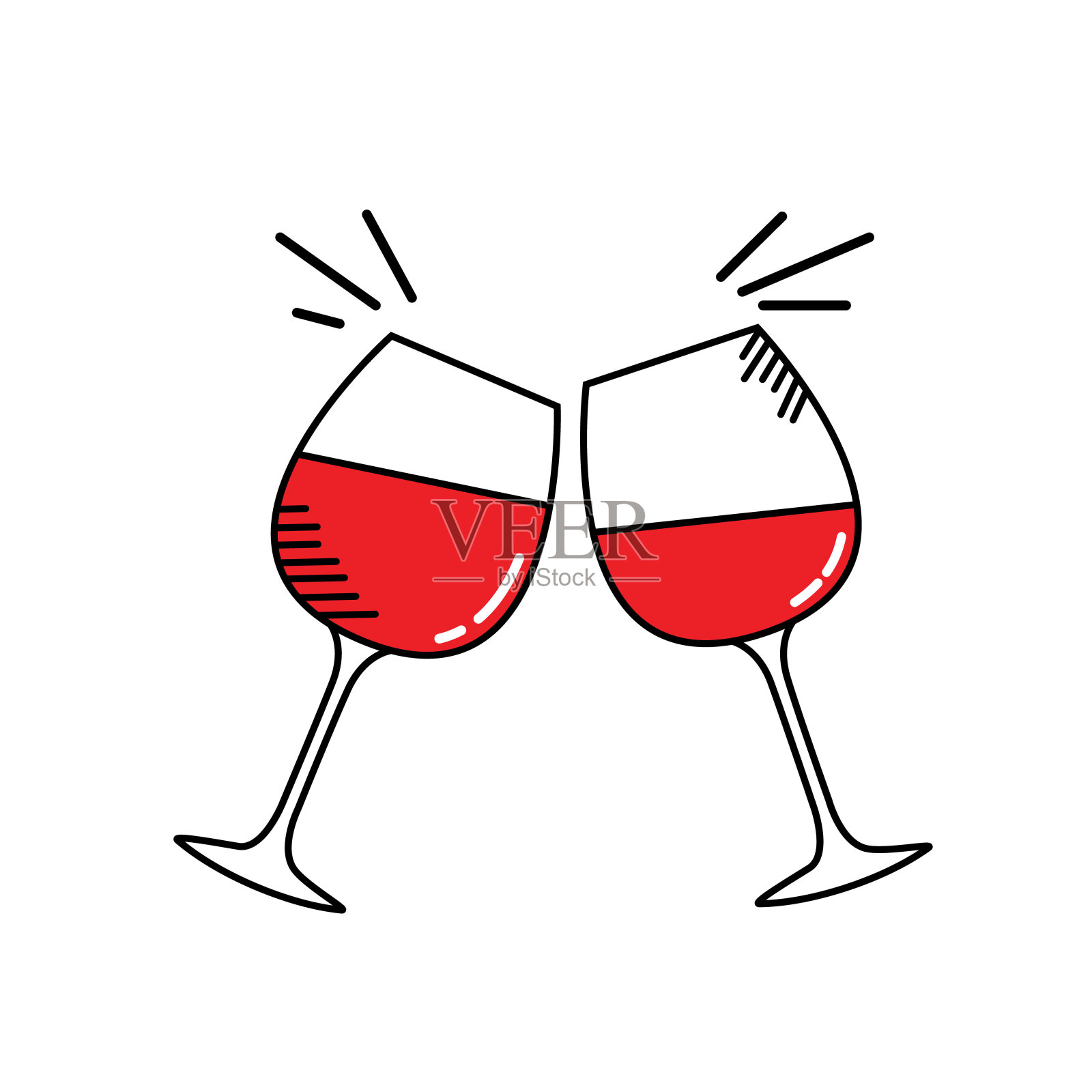 酒杯上的酒涂鸦图标，矢量插图设计元素图片