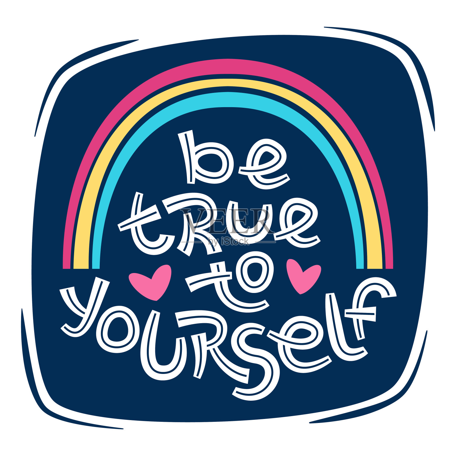 做真实的自己。积极思考促进自我关怀和自我价值。激励卡。鼓舞人心的海报。插画图片素材