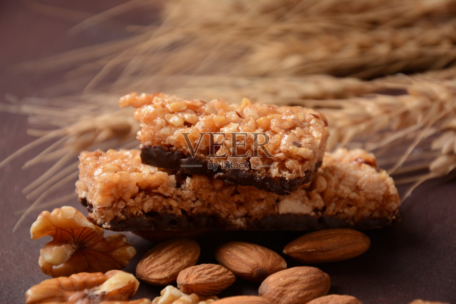 各种健康格兰诺拉麦片棒照片摄影图片