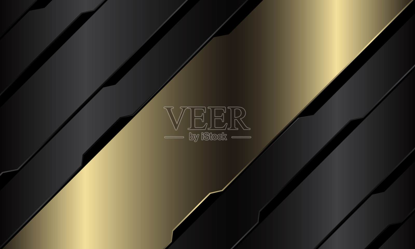 抽象的金色旗帜灰色金属黑色电路网络几何斜线设计现代豪华未来技术背景矢量插图。插画图片素材