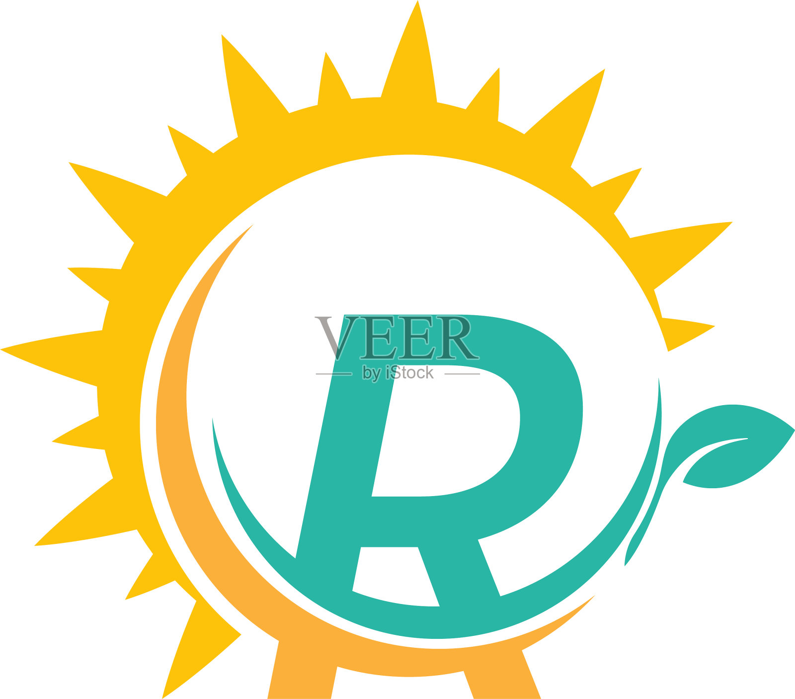 字母图标与叶子标志结合而成。设计元素图片