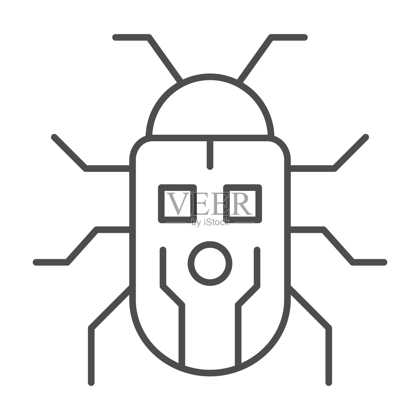 机器人甲虫细线图标自动化概念插画图片素材