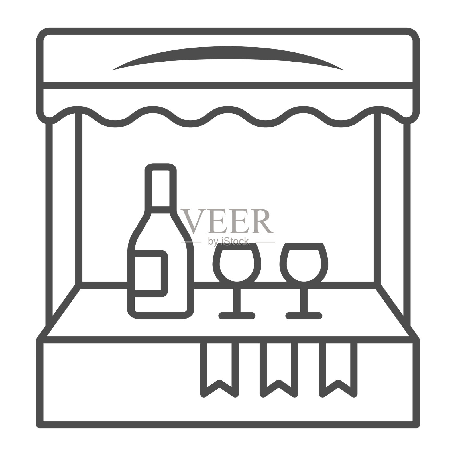 葡萄酒店细线标志葡萄酒节概念插画图片素材