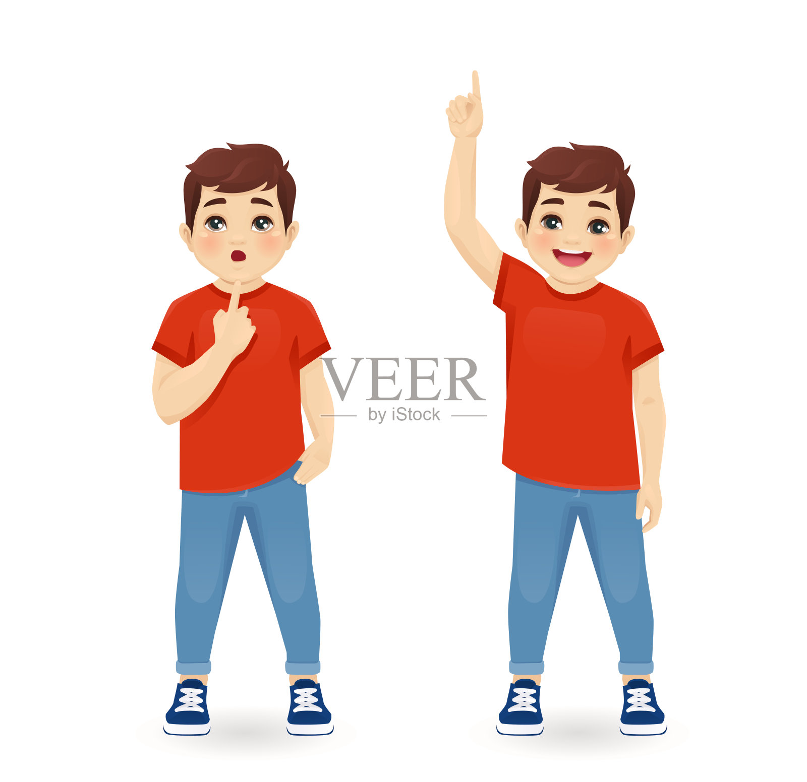 小男孩在思考和构思插画图片素材