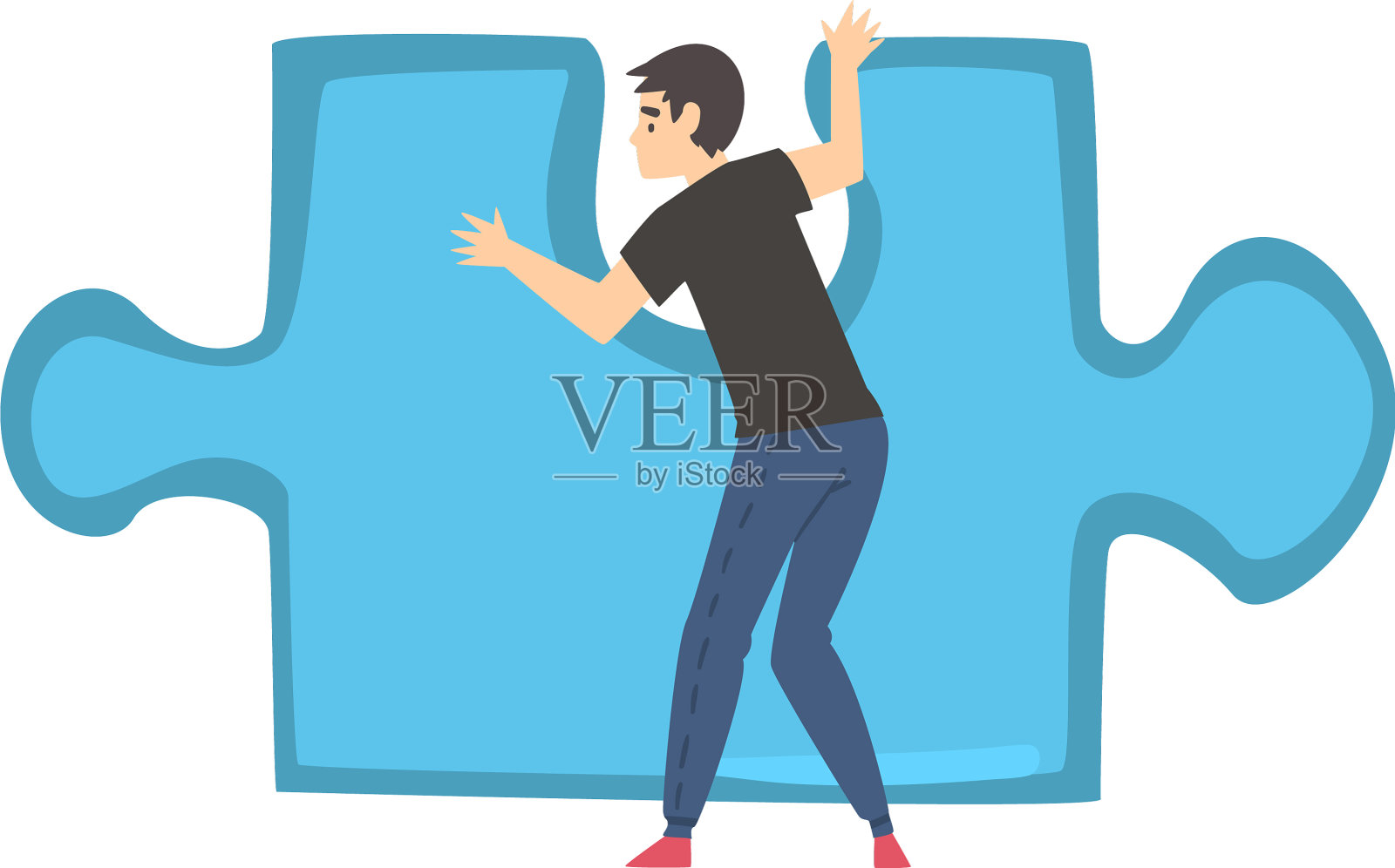 后视镜男人解决拼图设计元素图片