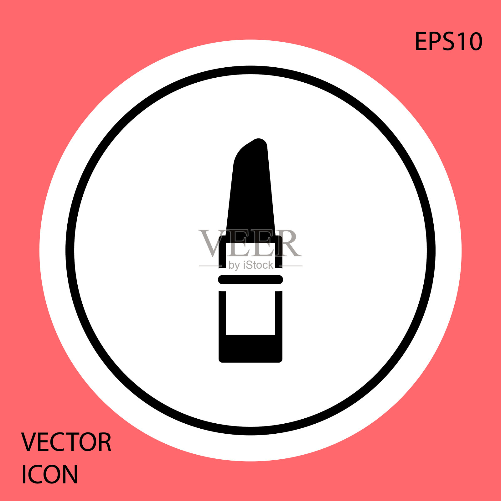 黑色口红图标孤立在红色背景图标素材