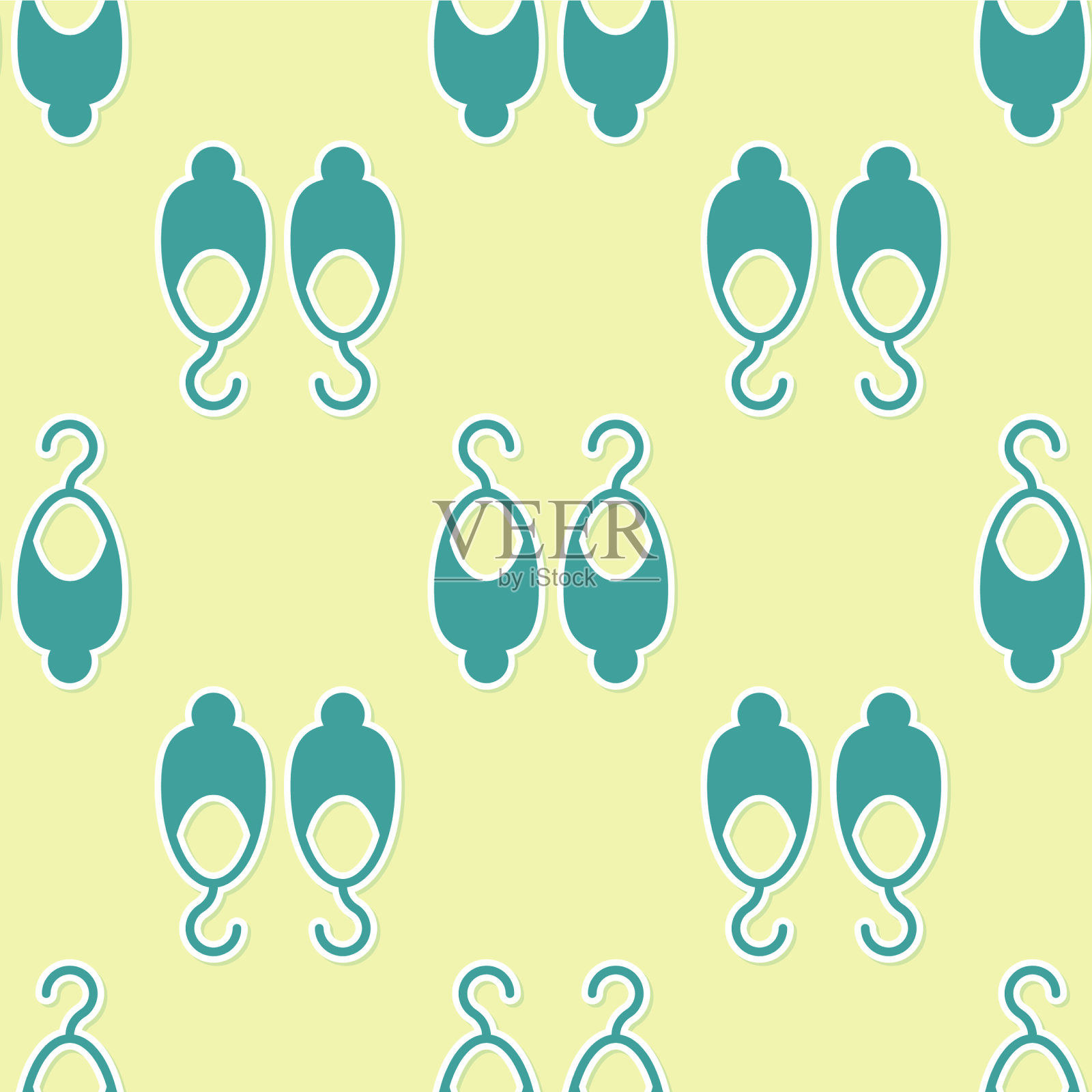 绿色耳环图标孤立无缝图案上插画图片素材