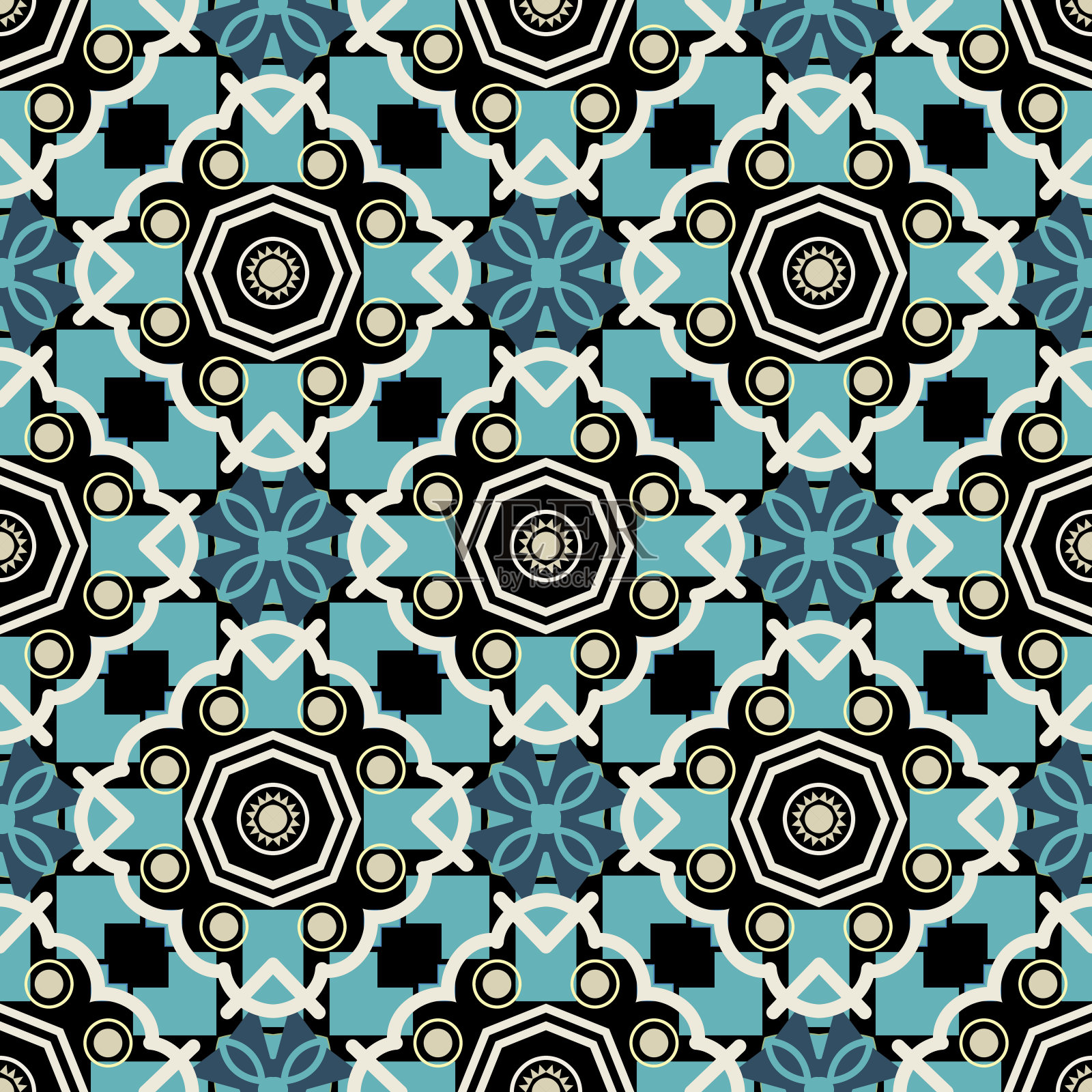 土耳其风格的彩色几何图案无缝瓷砖。插画图片素材
