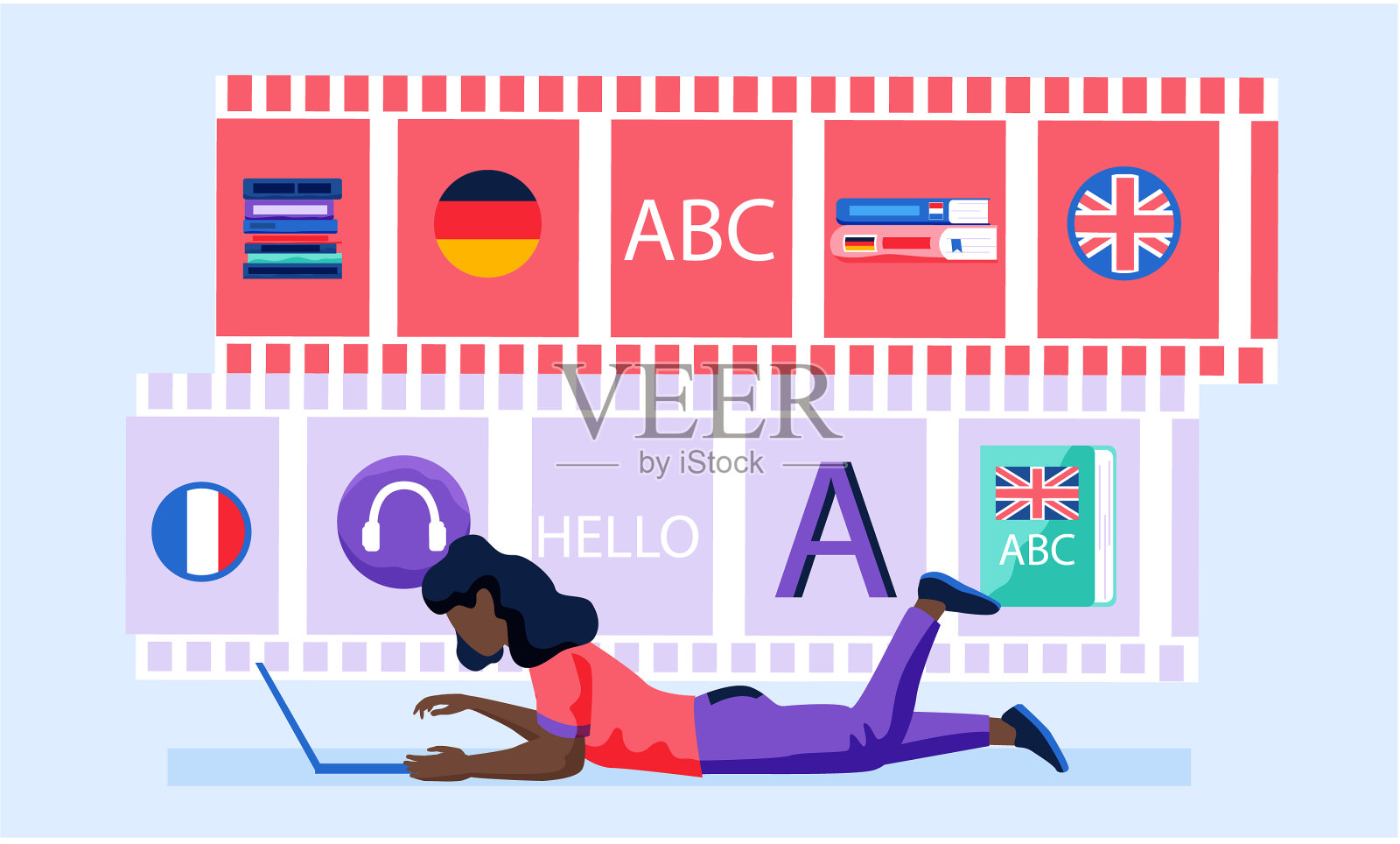 多语种翻译服务理念插画图片素材