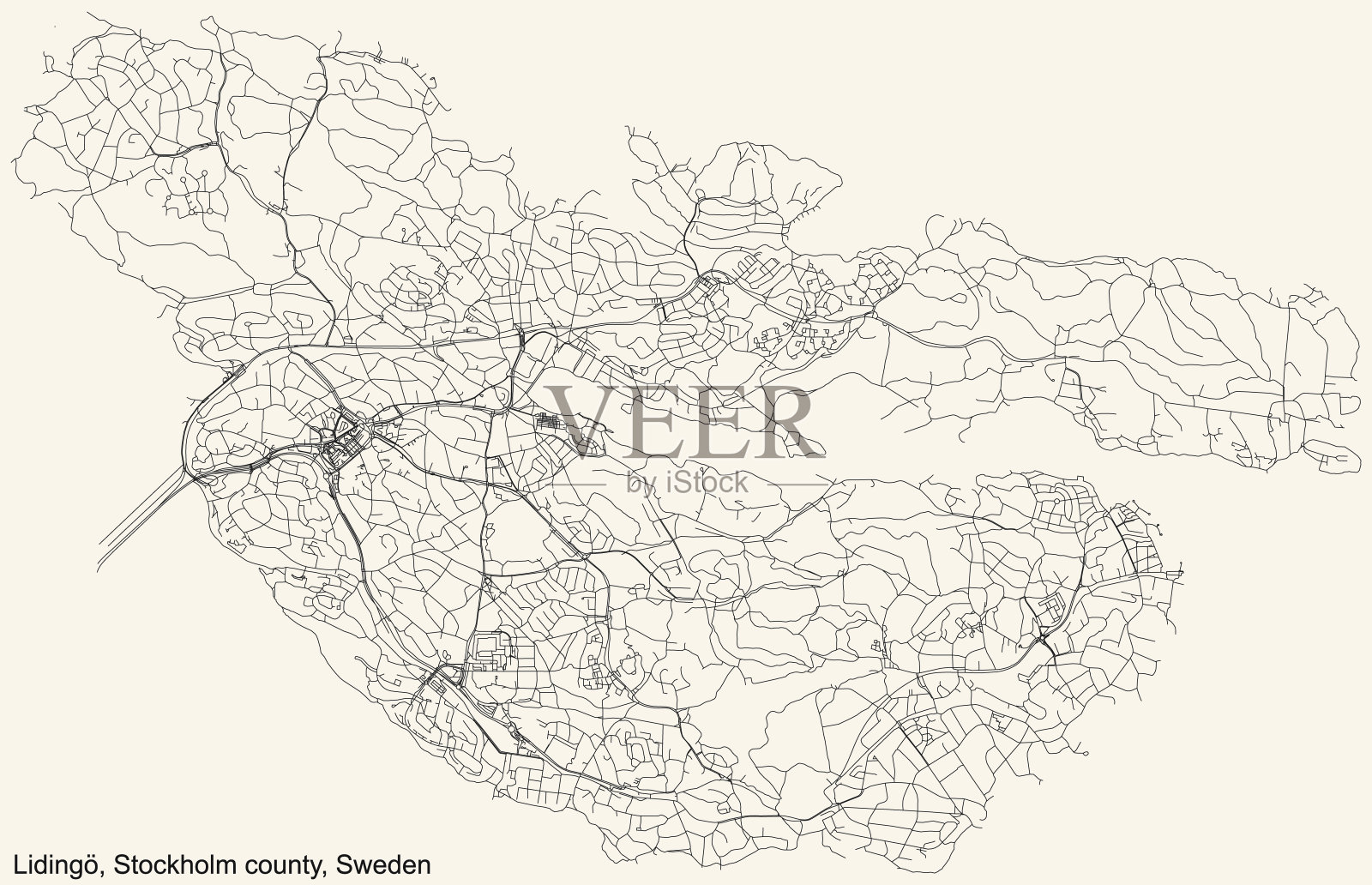 瑞典斯德哥尔摩县Lidingö市的街道道路图插画图片素材