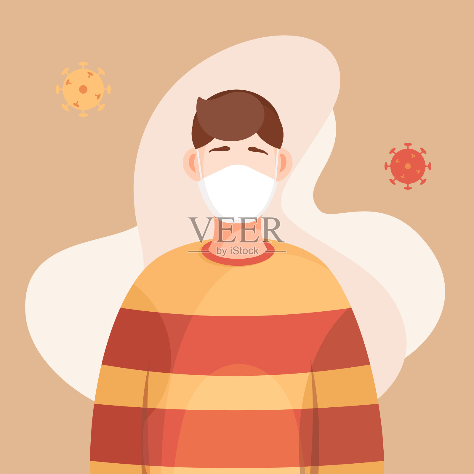 COVID-19画像男子在呼吸内科插画图片素材