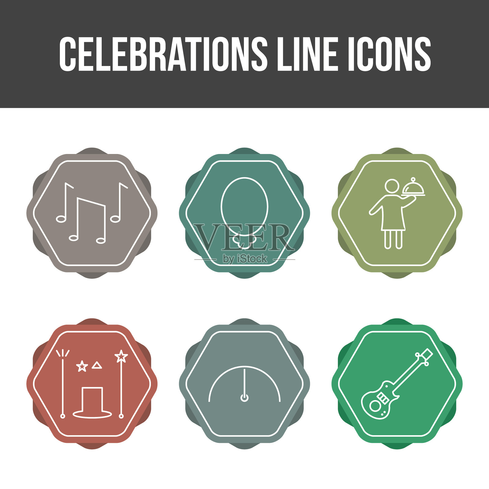 独特的庆祝线图标集图标素材