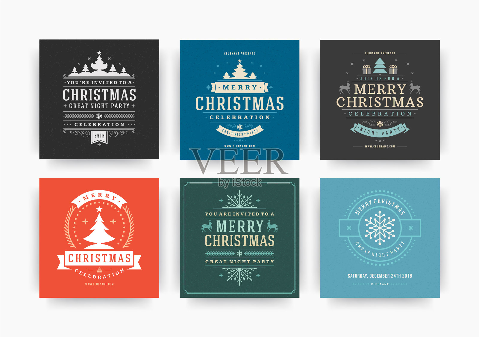 社交媒体的圣诞派对网页横幅插画图片素材