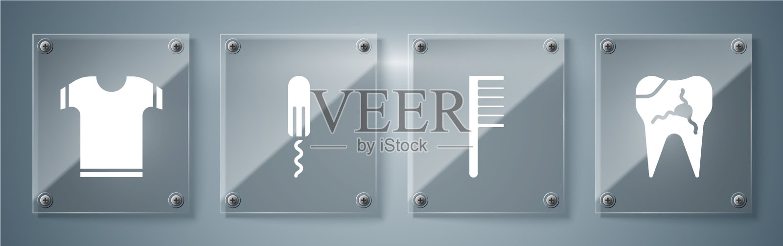 套断牙发刷卫生棉条和t图标素材