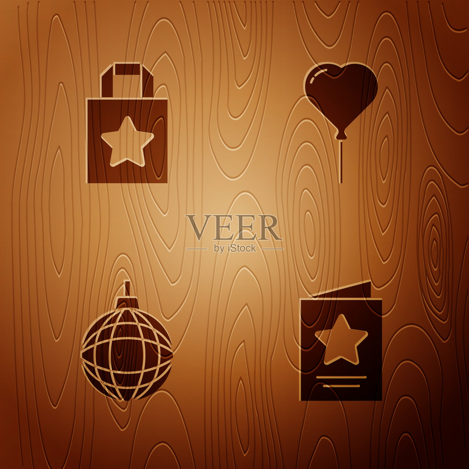 设贺卡纸购物袋迪斯科球图标素材