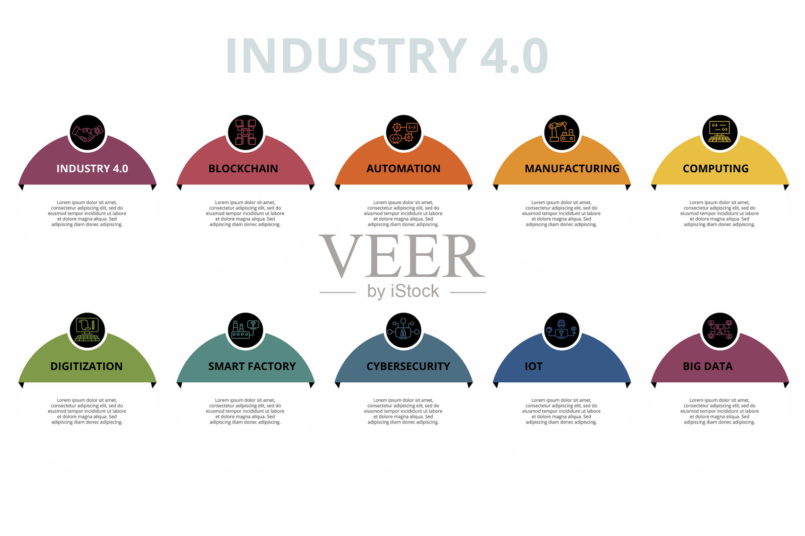 信息图表行业40个图标模板插画图片素材