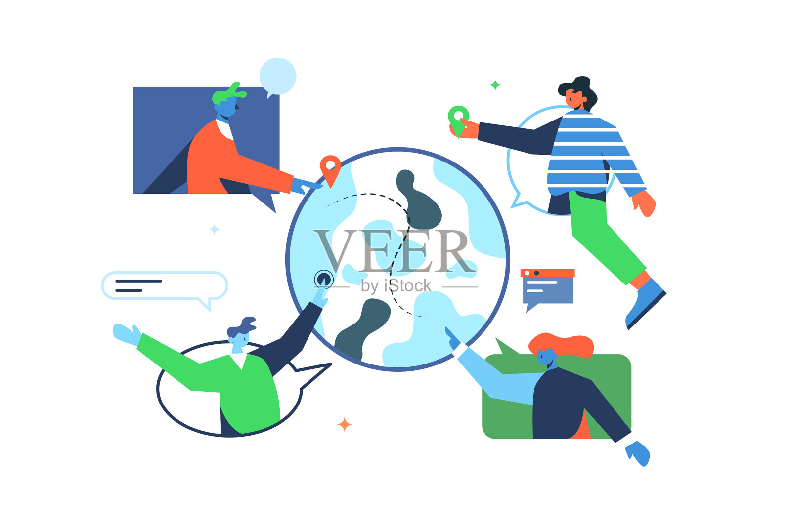 这个概念在世界各地的用户上设计元素图片