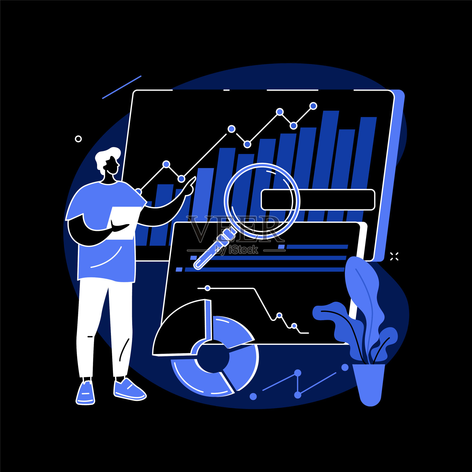 数据驱动的业务模型抽象概念插画图片素材