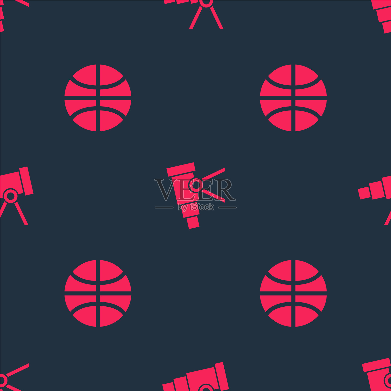 将篮球和望远镜设置为无缝图标素材