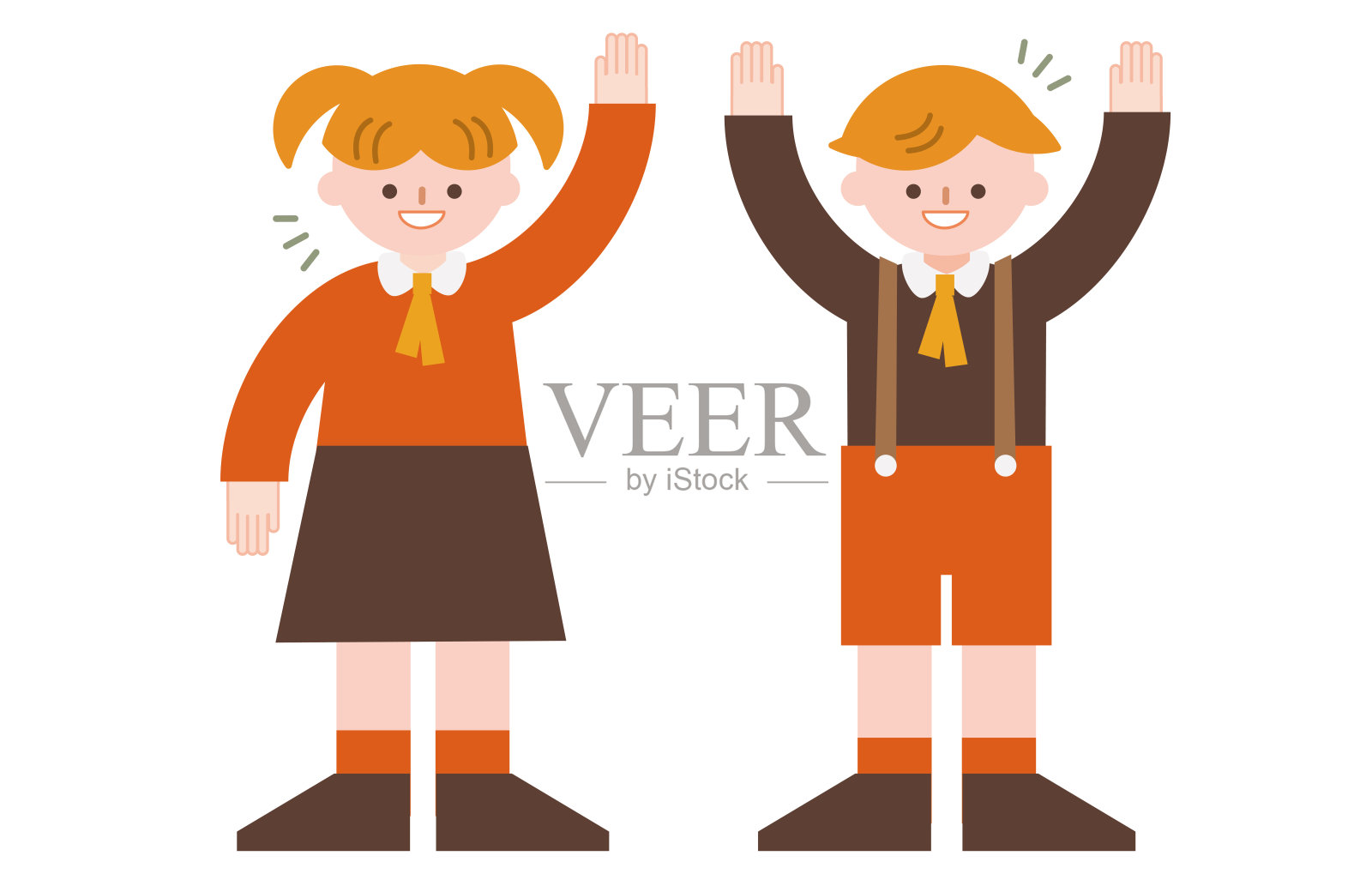 一个微笑着挥手的孩子插画图片素材