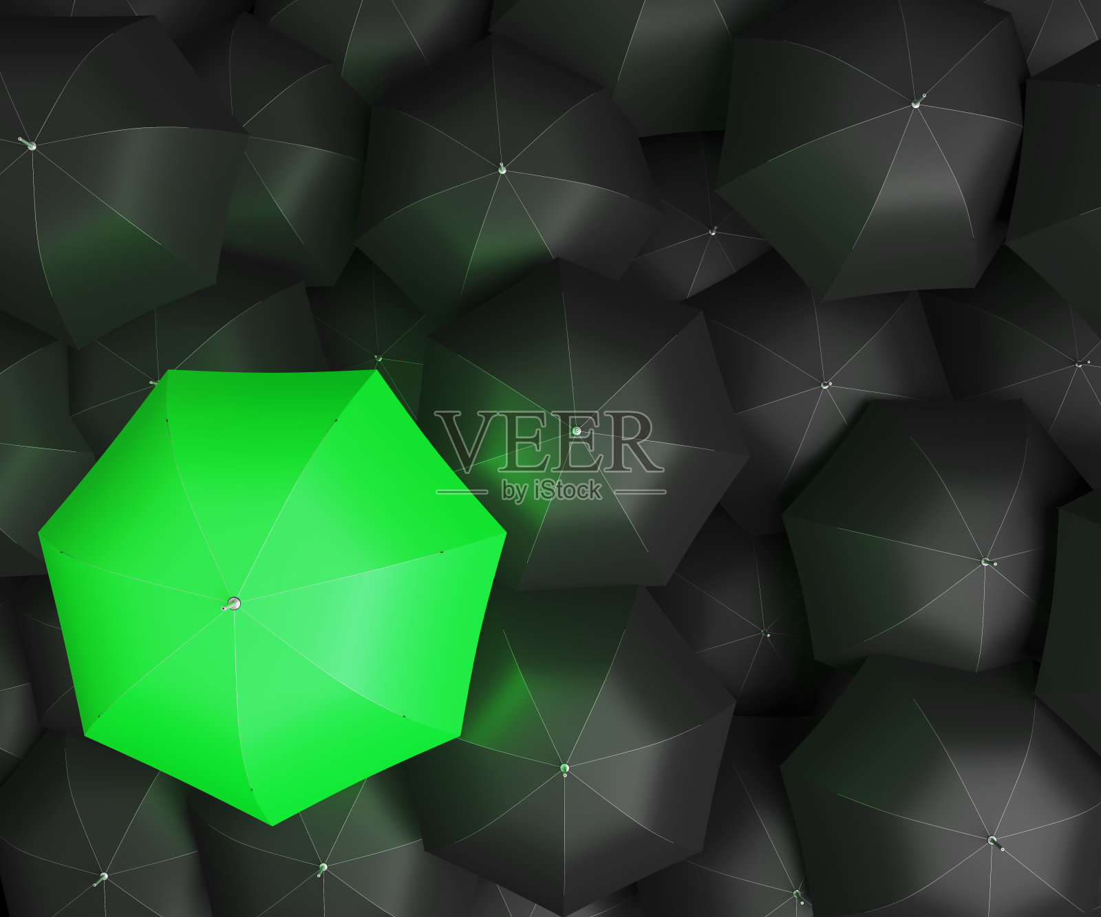 概念形象以大量的黑色雨伞和红色雨伞脱颖而出，显得独特照片摄影图片