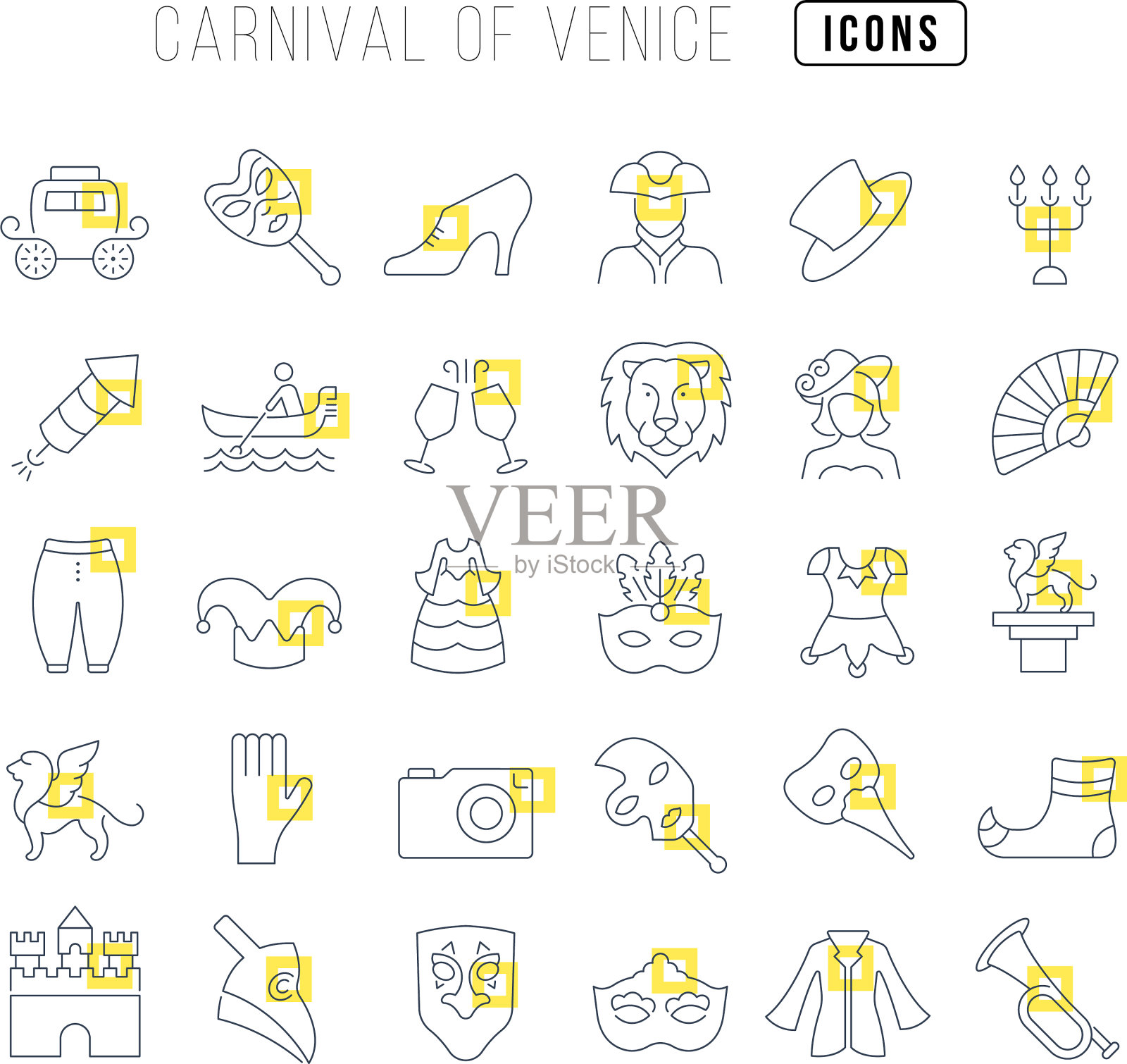 威尼斯Line ICONS嘉年华图标素材