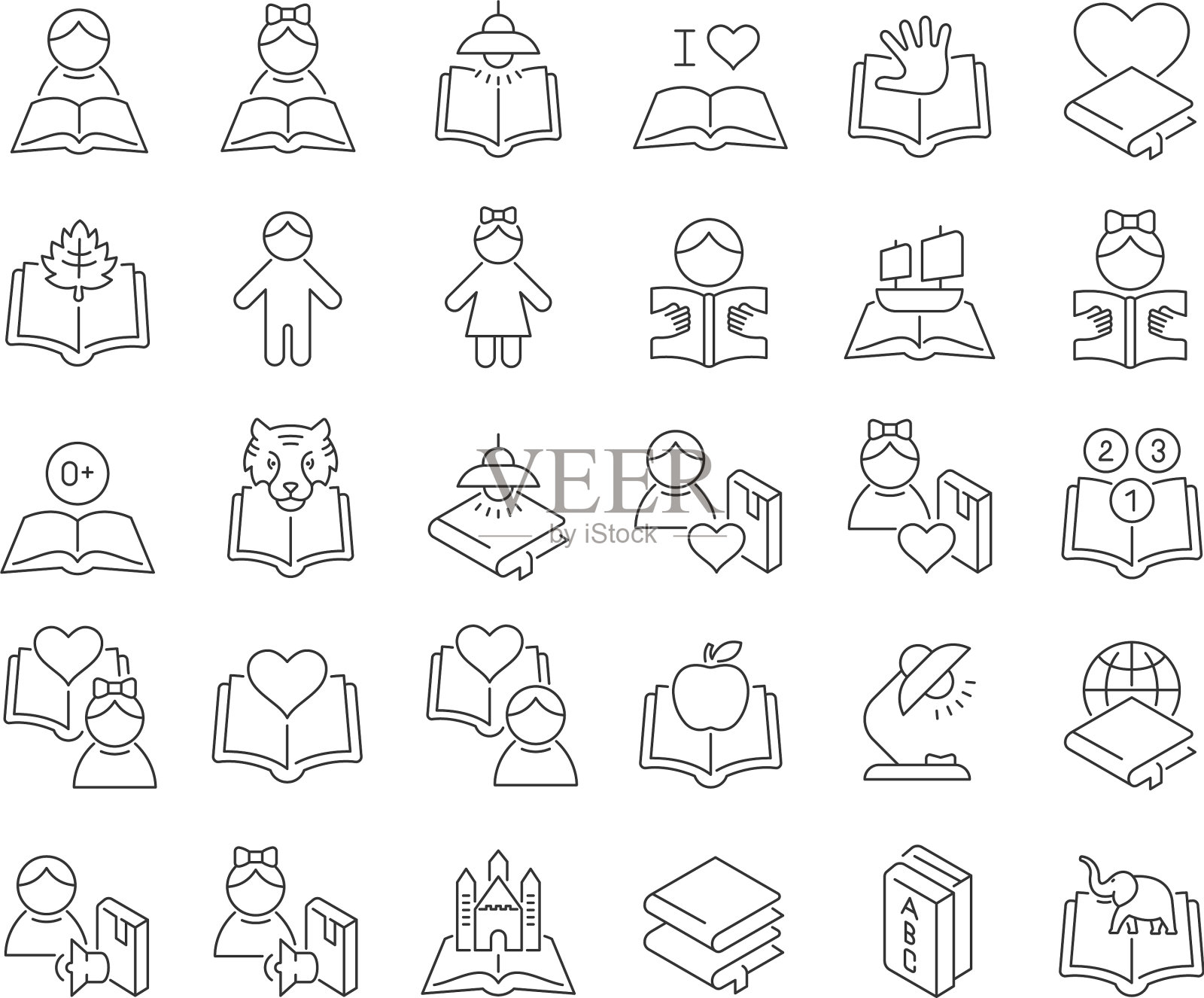 Line ICONS儿童图书日图标素材