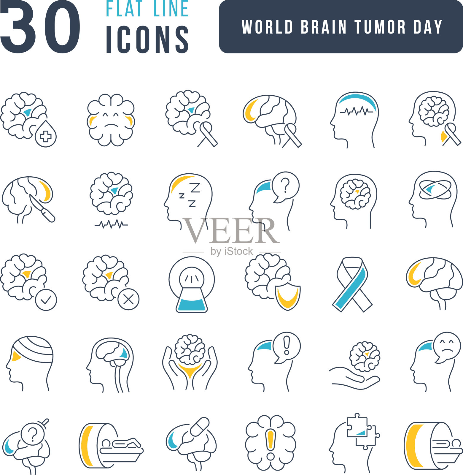 线条图标世界脑瘤日插画图片素材