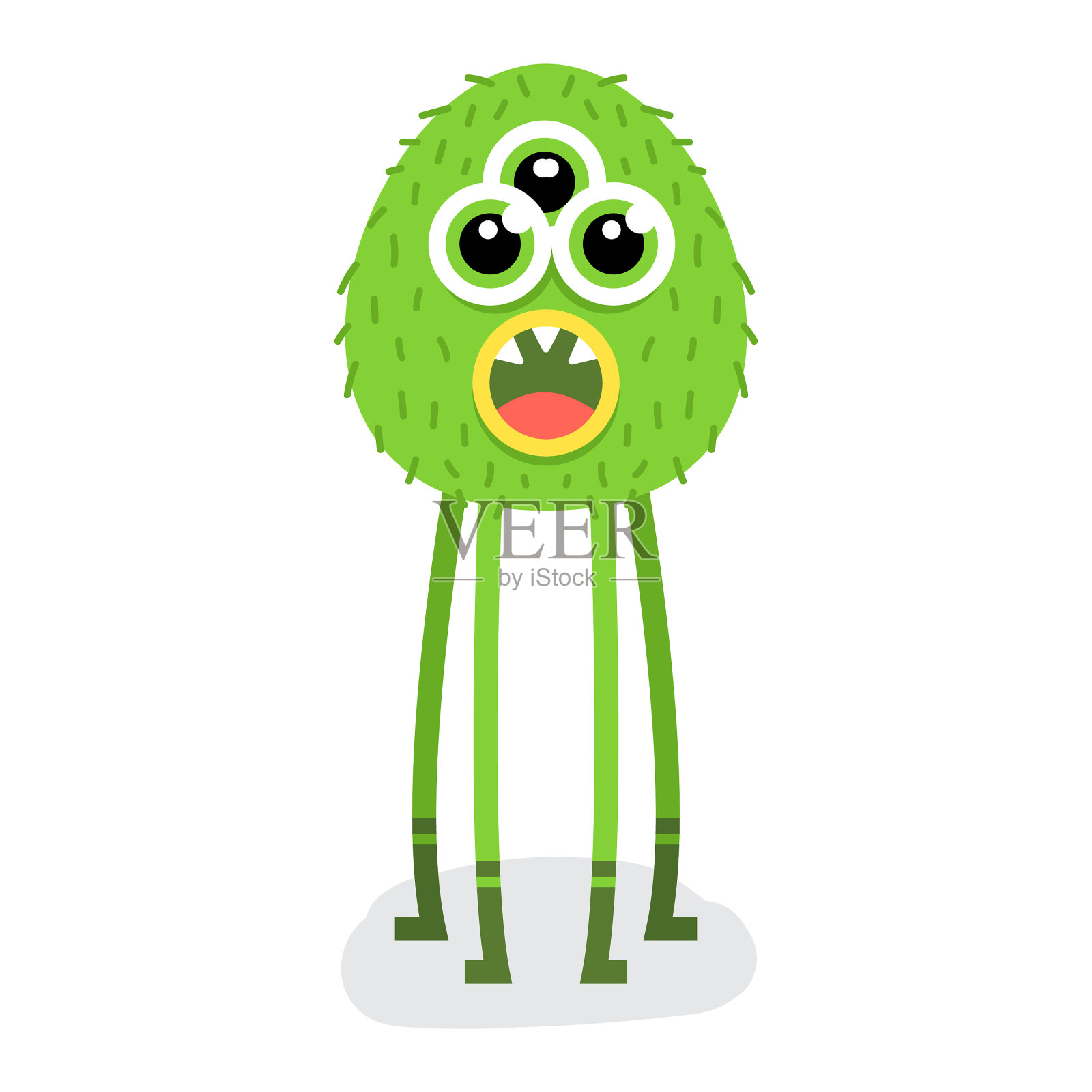 可爱的绿色万圣节怪物长腿扁设计元素图片