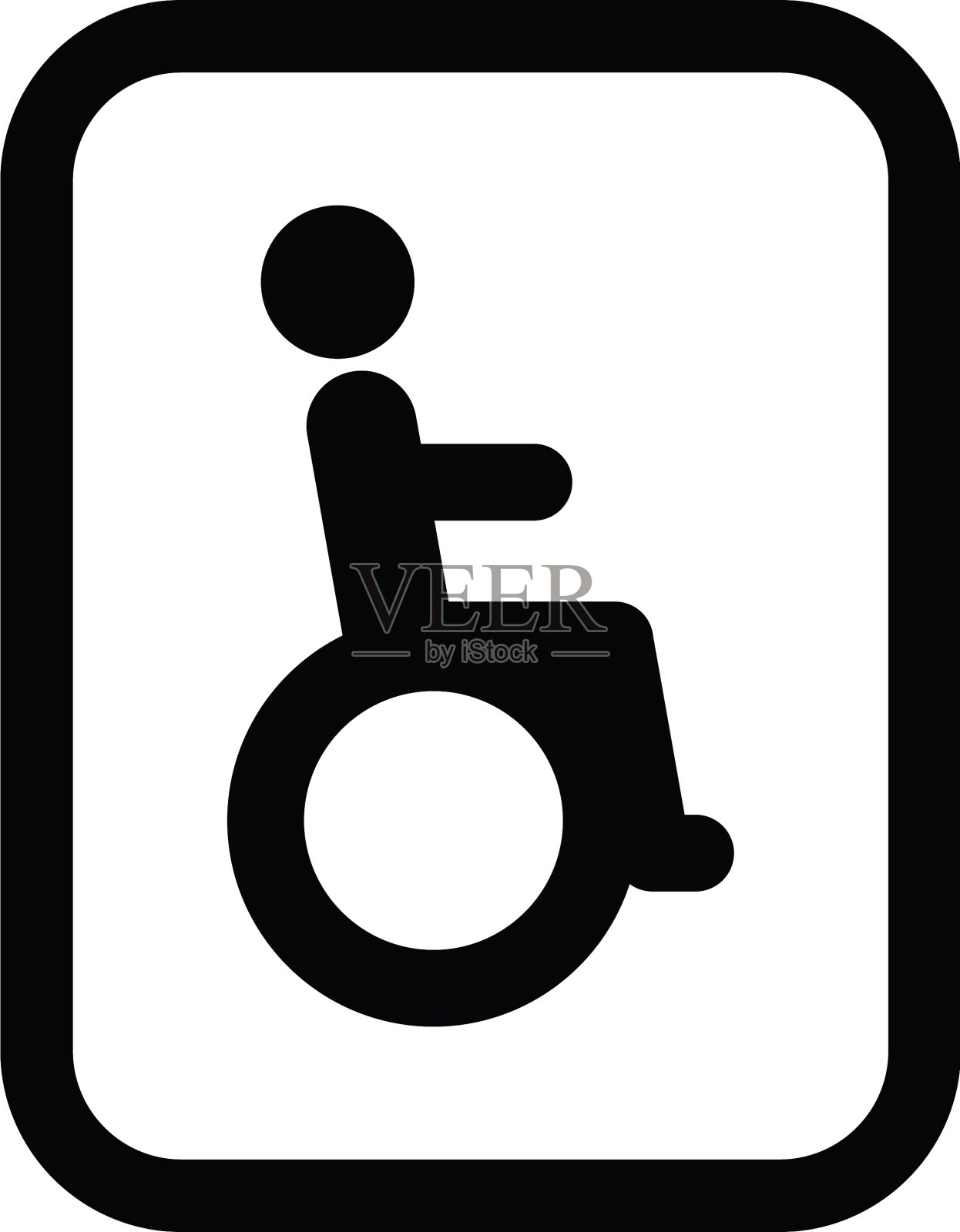 男人符号图标在轮椅上的厕所签到插画图片素材