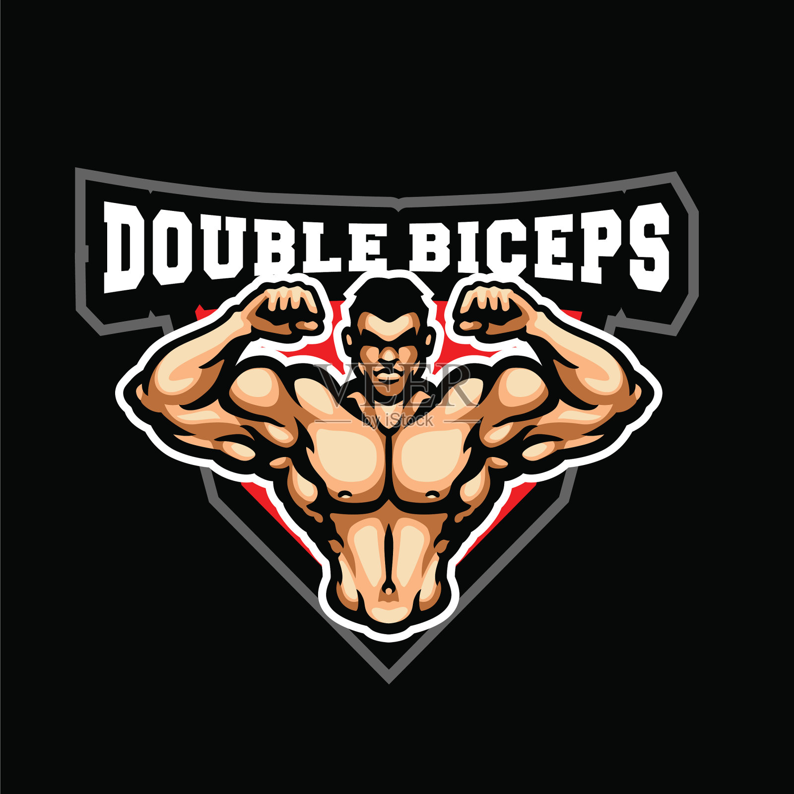 健身房二头肌伸缩姿势插画图片素材