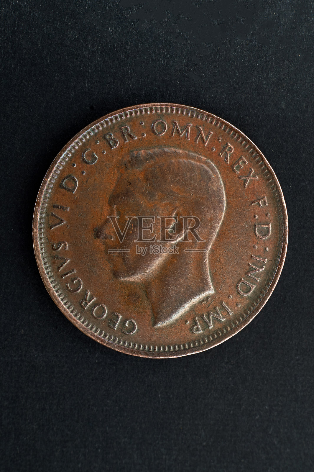 1945年英国半便士乔治六世与“IND: IMP”照片摄影图片