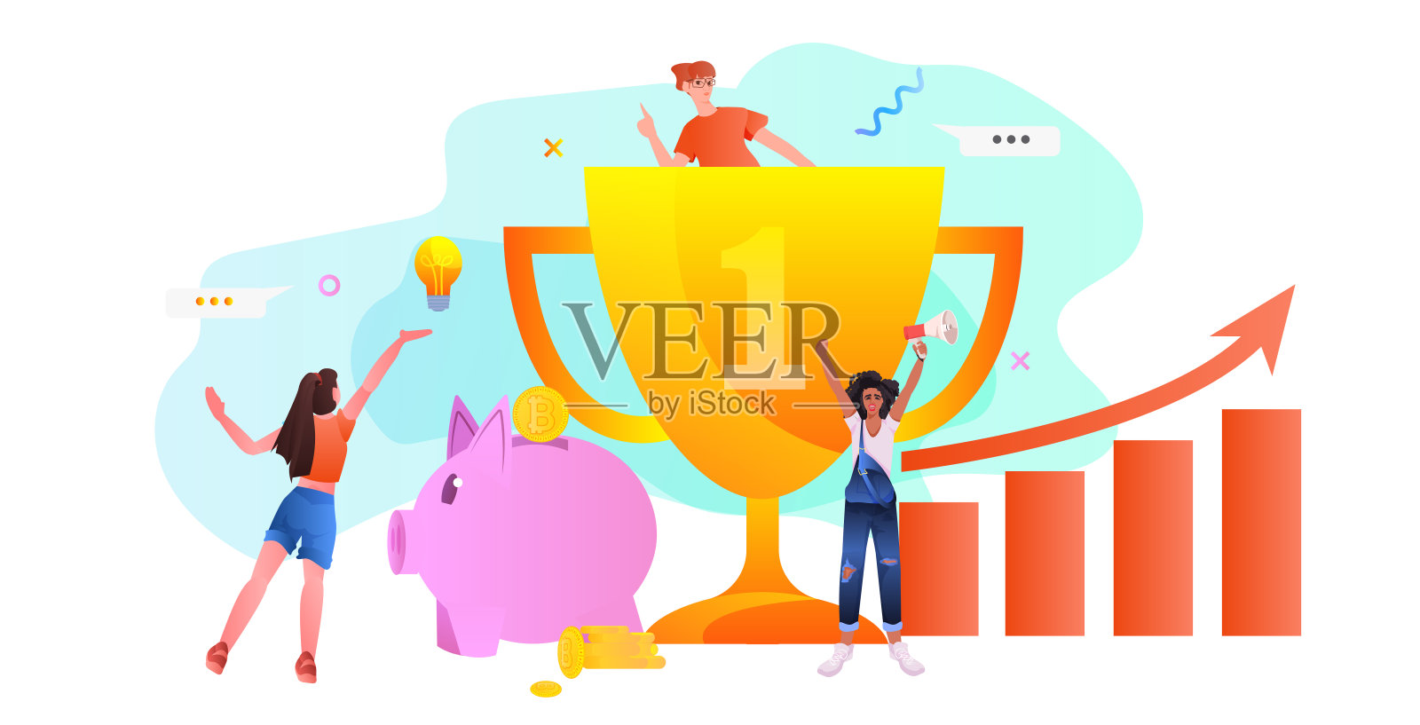 成功的商人用金杯投资赚钱理财的成功理念横冲直撞设计元素图片